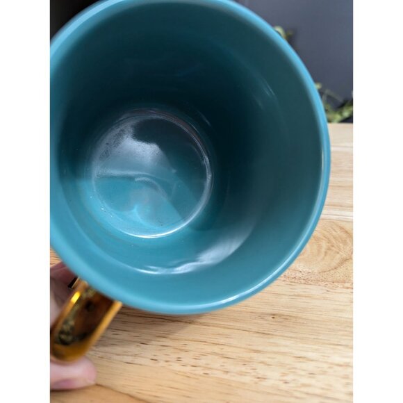 Thyme and Table stoneware blues gold tones floral 16 oz 4 inch mug org tag - Picture 3 of 9